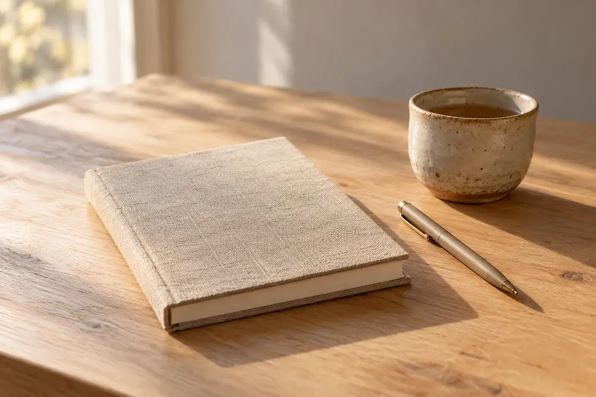 Pencere önünde defter ve sabah ışığı